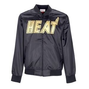 Mitchell & Ness NBA Black Miami Heat Big Face 4.0 Satin Jacket Size S